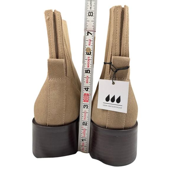 NWT Dolce Vita 100% Waterproof Suede Olive Linny Chelsea Heel Ankle Boots-8.5 - Picture 3 of 7